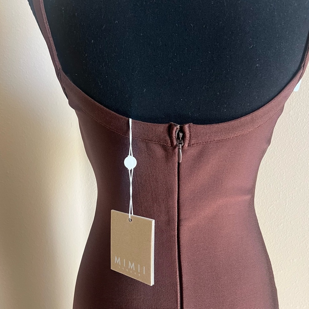 Mimi London Brown Midi Bodycon Dress